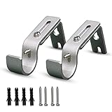 QualityDen Curtain Pole Brackets 2Pcs with Adjustable Length of 9 - 12cm - Metal Curtain Rod Brackets Set with Screws for Poles, Wall Rod-Heavy Duty & Rust Resistant (Silver)