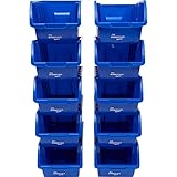 The Workplace Depot Plastic Storage Bins - Nesting Stackable Small Parts Containers - Blue Pack of 10 - 127(H) x 150(W) mm