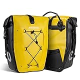 ROCKBROS Bike Pannier Bag 25L-32L 100% Waterproof Rear Rack Bicycle Bag for Rear Carrier Bike Handbag for Cycling Touring Travelling Yellow 2PCS