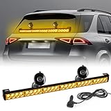 ROUTEKING 27 Inch Emergency LED Strobe Lights 24 LEDs Warning Flashing Lights for Trucks, Traffic Advisor Windshield Safety Light Bar for Vehicle Interiors (Amber)