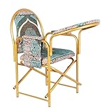 AARZ LONDON Muslim Prayer Islamic Velvety Cushioned Comfortable With Armrest And Side Pocket Foldable Salah Chair for Sujud Sajdah Namaz Mosque Green