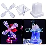 DeryArcle Rotating Windmill Resin Mould Pinwheel Epoxy Silicone Moulds 3D Crystal Ornament Casting Mold for DIY Crafts Home Garden Desktop Decoration