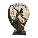ART DECO DANCER BRONZE LADY FIGURE LAMP GLASS TIFFANY