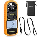 Proster Anemometer - Handheld Wind Speed Meter with Backlight LCD Wind Gauge Wind Air Flow Velocity Measure Speed and Temperature for RC Drones Windsurfing Kite Flying Sailing with Storage Bag