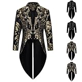 Men's Gothic Tuxedo Jacket Medieval Tailcoat Mens Steampunk Jacket Double Breasted Tailcoat Lapel Tail Coat Victorian Goth Swallowtail Overcoat Renaissance Coat Halloween Costume