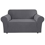 BellaHills Super Stretch Sofa Covers Couch Covers Sofa Slipcovers Furniture Protector for Sofas/Kids/Pets | Form Fitted Jacquard with Elastic Bottom, Thick Soft Non Slip (2 Seater, Charcoal Gray)