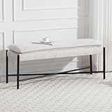 chairus Ottoman Bench Upholstered Entryway Bench in Linen Window Seat Fotstools for Living Room Bedroom (Beige)