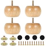 Muross 4pcs Wooden Furniture Legs, 5cm Solid Sofa Legs Round Bun Feet 4 Screws, Furniture Bun Feet Chair Table Feet Set Cabinet Chair Couch Dresser Table TV Stand, Black (20os004h157W15HE90De1)