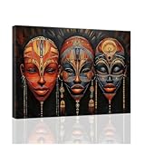 ZXHYWYM African Masks Wall Art Vintage Tribal Painting Black Art Prints African Traditional Culture Canvas Afro Ethnic Pictures African American Wall Decor Framed (Black, (30.00 x 45.00 cms))