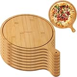 HBBursts 8 Pack Wooden Pizza Serving Board, Lightweight Tray With Handles, For Pizza Making Storage Up To 13 Inches (Color : Light Brown, Size : 12inch)