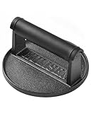 HULISEN Pre-Seasoned Cast Iron Burger Press, Heavy Duty Burger Smasher for Griddle with Heat Resistant Handle, Grill Press for Hamburger, Bacon, Meat, Steak, Patty, Sandwich, Barbecue Grilling Tool
