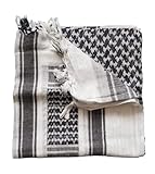 MILSPEC SURPLUS 100% Cotton Black and White Palestinian Shemagh Scarf Arab Keffiyeh Army Military Desert Head Neck Wrap Unisex