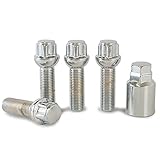 Extended Chrome Locking Bolts for use with 15mm Spacers on Genuine VW Volkswagen Scirocco Alloy Wheels Part No.B1440R195