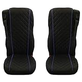 Truck Seat Covers Designed to fit DAF 106 XF CF 2 pieces BLACK BLUE PIPING