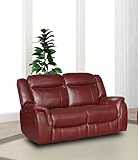 SC Furniture Ltd Burgundy Red High Grade Leather Gel Reclining 2 Seater Sofa Suite CLIFTON (2 Seater)
