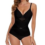 Joyshaper Shapewear For Women Tummy Control Bodysuit Shaping V Neck Body Shaper Waist Trainer with Adjustable Straps Black,L