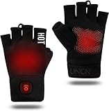 UNCN Rechargeable Heated Fingerless Gloves for Women Man Work Touchscreen Hand Warmer for Winter Cold Weather Thermal Fingerless Gloves Electric …