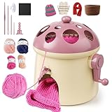 Knitting Machine 32 Needles, Mushroom DIY Hand Knitting Board Rotating Double Knit Knitting Machines Weaving Loom Board Rotating Needle Machine for Adults and Kids