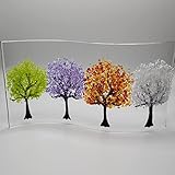 Handmade fused glass tree showing four seasons wave shaped panel