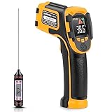 Infrared Thermometer -58℉～1112℉(-50℃～600℃) Non-Contact Laser Temperature Gun Digital Adjustable Emissivity IR Temp Gun - for Cooking, BBQ, Food, Fridge, Pizza Oven, Engine - Meat Thermometer Included