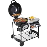 VEVOR 21 inch Portable Charcoal Grill, Propane Gas Kettle Grills with Cover and Cart, Heavy Duty Iron BBQ Grill, Freestanding Smoker for Outdoor Cooking, Barbecue Camping, Picnic, Backyard Black