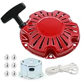 Hoypeyfiy 28400-Z0D-V03ZA Recoil Pull Starter Assembly, Red Recoil Starter Pull Cord Starter with Bolts Spare Rope Start Cup, Replacement for Honda GX100 2.8HP 3HP Engine, 28400-Z0D-V02ZA
