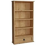 Vida Designs Corona Bookcase, 1 Drawer, Blu-ray/CD Rack, Solid Pine Wood