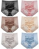 BLKDOTS Women's High Waist Lace Ultra Soft Underwear Full Coverage Briefs, Multicolour 6 colours, M