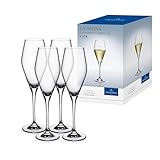 Villeroy & Boch – La Divina Champagne Glass Set 4 Pieces 260 ml, Dishwasher Safe, Prosecco Glasses, Flute Glass, Crystal Glass