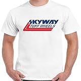 Skyway Tuff T-Shirt Wheels Mens Retro BMX Cycling Bandit Bike Mongoose MTB White