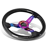 NRG Innovations NRG-ST-010MC-CF Carbon Fiber Steering Wheel 350mm 1.5" Deep Dish with Neochrome Center Spoke