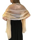 Central Chic Silky Iridescent Champagne Gold Pashmina Wrap Stole Shawl For Weddings Bridal Bridemaids & Evening Wear (Champagne Gold)