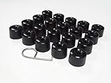 Partsdealers Round Type Wheel Nut Covers for VW Arteon Beetle Caddy Golf Jetta Polo Passat Scirocco Skoda Tiguan T-Cross T-Roc (Glossy Black 16+4)
