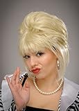 Womens Ab Fab Patsy Style Fancy Dress Blonde Beehive Wig with Fringe