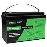 DATOUBOSS LiFePO4 Battery 12V 100Ah Lithium Leisure Battery, 1280Wh Energy, 15000+ Deep Cycle, with 120A BMS Protection, Support in Series/Parallel, for RV, Caravans,Boat,Off-Grid Solar Panel System