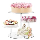 YestBuy Cupcake Stand, Round Cake Stand, 4 Tier Cupcakes and Cakes Comb for 8-12 Inch Cakes, Tiered Cupcake Tree Tower, Clear Dessert Display Stand for Dessert Table Wedding Birthday Party
