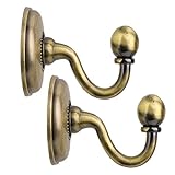 WINOMO 2pcs Vintage Alloy Pommel Curtain Holdbacks Tieback Hooks Door Wall Hat Coat Hangers (Bronze)