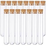 15PCS test tubes,Clear Plastic Test Tubes with Cork Stoppers,test tubes with lids,plastic test tubes,plastic test tubes with lids for DIY Craft,Laboratory,Spices,Liquids,Candy,Party,16mm×150mm