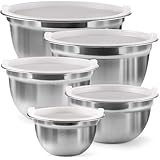 FineDine Mixing Bowls Set , 10 Piece Set ,(5 Bowls +5 Lids) Stainless Steel