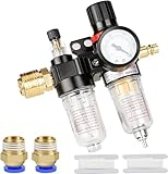 Noosverl 1/4 Inch Compressed Air Pressure Regulator Water Trap for air Compressor Air with Pressure Gauge Oil Separator Pressure Regulator Compressor Water Trap