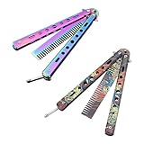 2 Pieces Stainless Steel Folding Combs, Creative Design Combs, Hair Styling Tools, Portable Combs, Practice Training Combs