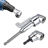 JIZZU 2Pcs 105° 1/4 Inch Right Angle Drill Adapter with Hex Shank Screwdriver Angled Drills Extension Bit Holder for Power Drill Tool, Right Angle Screwdriver Attachment with Magnetic Bit Holder