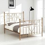 OAT Home Belgravia Metal Bed Frame, Antique Brass Effect, Victorian Style, Double 135x190cm/ King Size 150x200cm (Double)