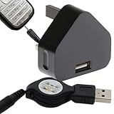 pluX Small Pin Mobile Phone Charger - Compatible With Nokia Phone Classic, Flip & Slide Phones, Toys & Speakers - Easy to Use & Lightweight Charging Connector Cable Black