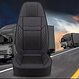 Truck Seat Covers for DAF LF CF XF XG XG+,Black/Red/Brown/Blue Seat Full Covers Wear-Resistant Mesh Leather Driver Co-driver for Summer Winter Truck Interior Accessory,Version 3-Black