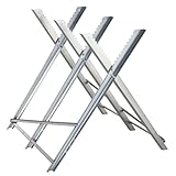DURHAND Portable Sawhorse Heavy Duty Steel Adjustable Work Support, Foldable Sawhorse Stand 100 kg Weight Capacity, Silver Tone