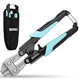 SHALL Mini Bolt Cutter, 210mm/8-inch Heavy Duty Wire Cutter, Two-Color Ergonomic Handle, Security Lock, More Efficient Leverage & Adjustable Opening, Belt Bag Included