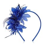 MWOOT Feather Headband, Artificial Flower Feathered Headpiece, Blue Roaring 20s Fascinators for Women, 1920s Feather Headwear, Hair Accessories for Cocktail Carnival Masquerade Tea Party