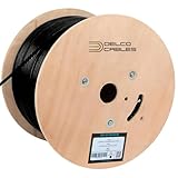Delco Cables Cat6A Plenum Cable 1000ft | ETL Listed | UTP Unshielded Twisted Pairs | 23AWG Solid Bare Copper | 750MHz High-Speed Ethernet | Wooden Reel | Fire Retardant CMP - Color Black
