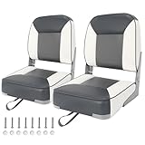 Boat Seats 2 Pack, Folding Boat Seat for Fishing, Waterproof Captain's Chair, Boat Seat 2 Pack, Suitable for Jon/Pontoon/Canoe/Bass Tracker Boat Seats - Unique Colour Design (Gray/White)